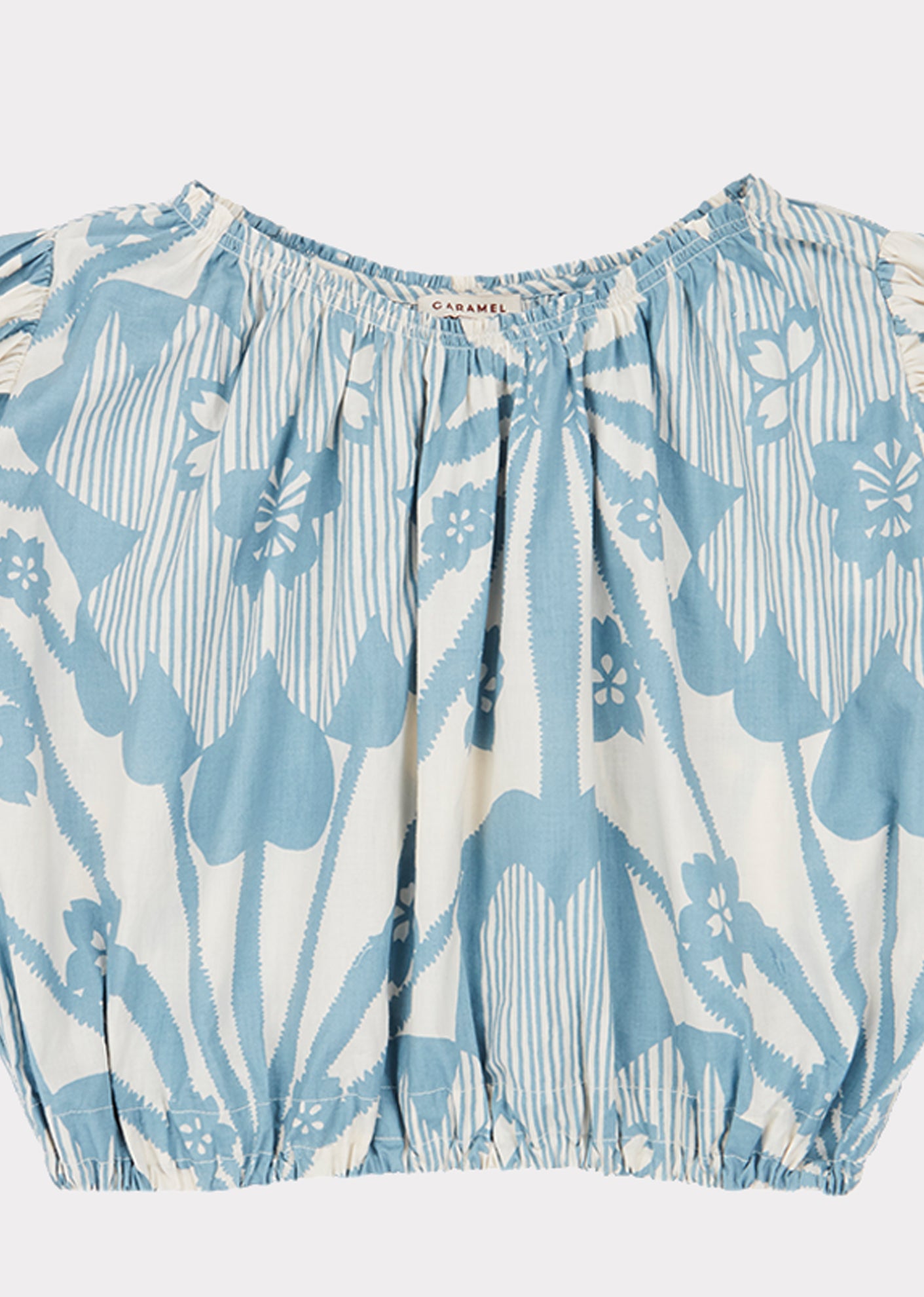 Girls Blue Flowers Print Cotton Top