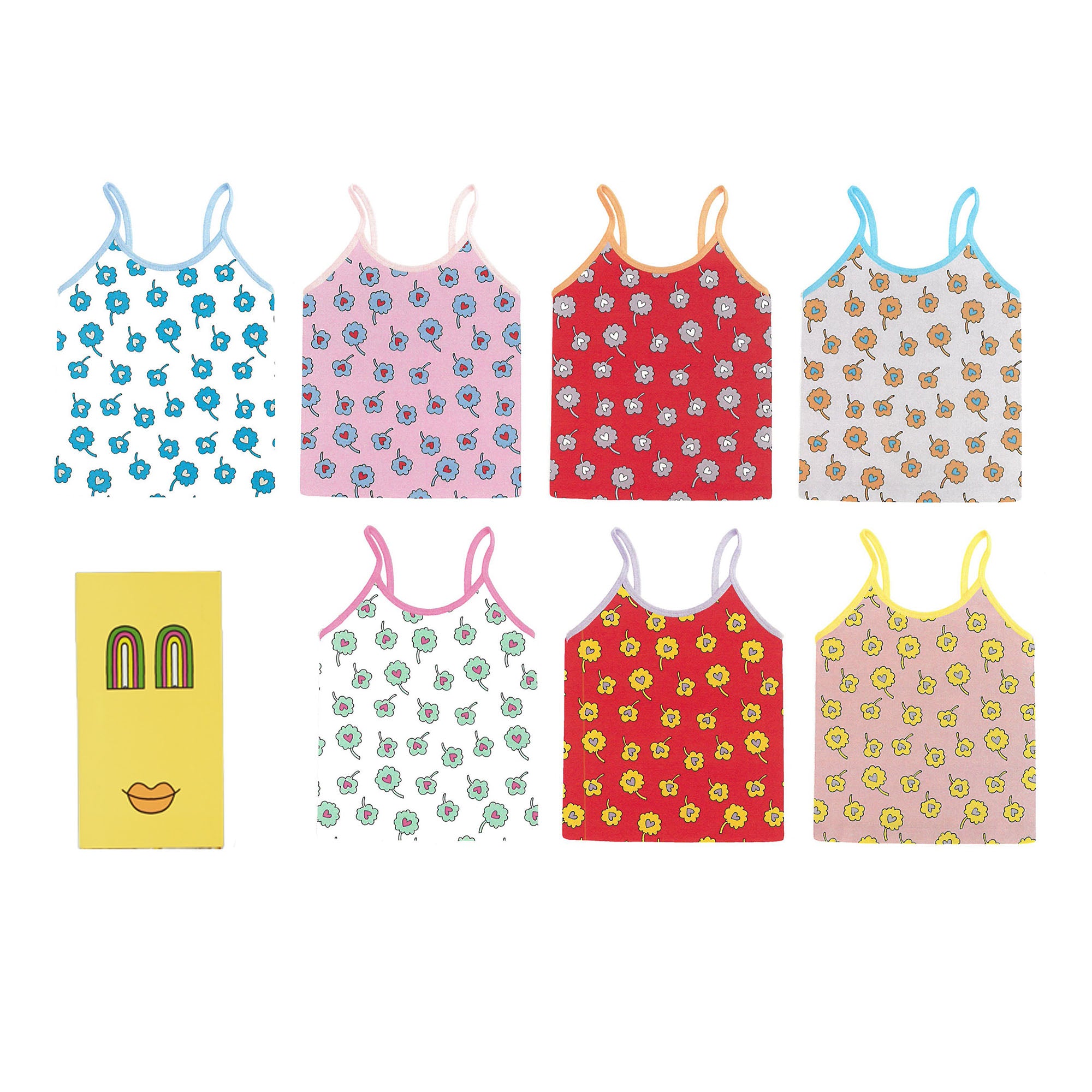 Girls Multicolor Cotton Vest Sets (7 Pieces)