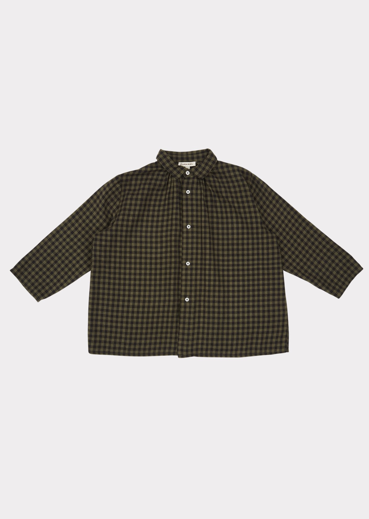 Boys & Girls Gingham Moss Check Raven Shirt