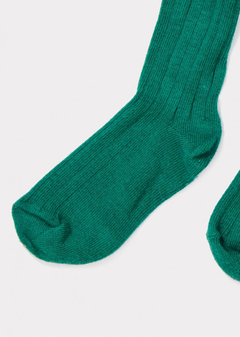 Girls Green Cotton Knitted Tights