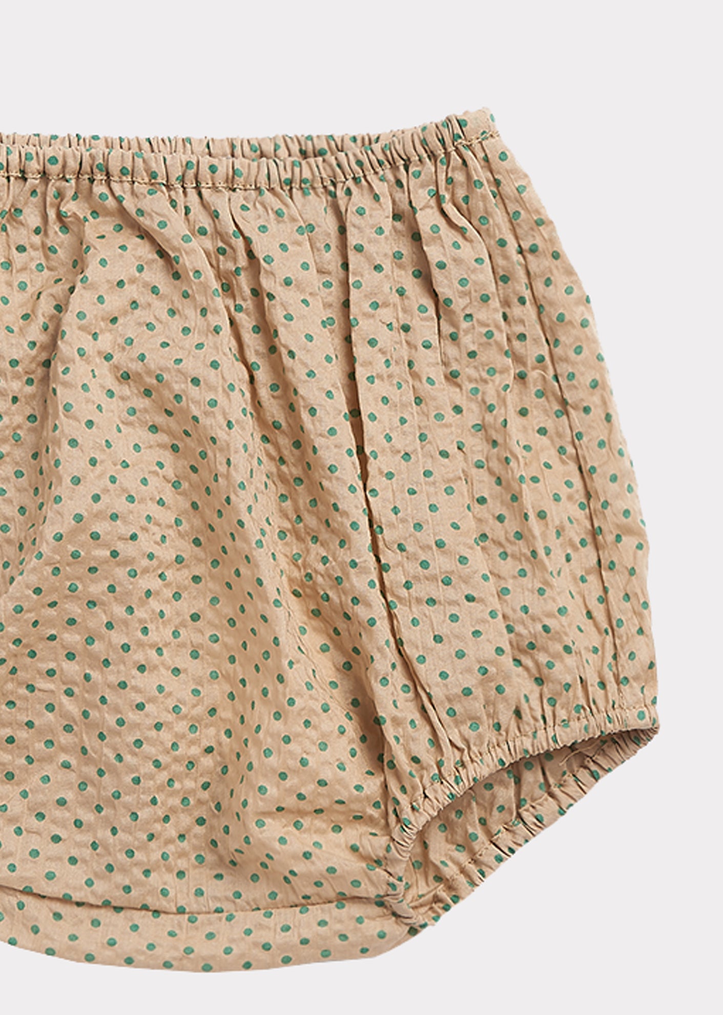 Baby Girls Khaki & Green Polka Dots Cotton Bloomers