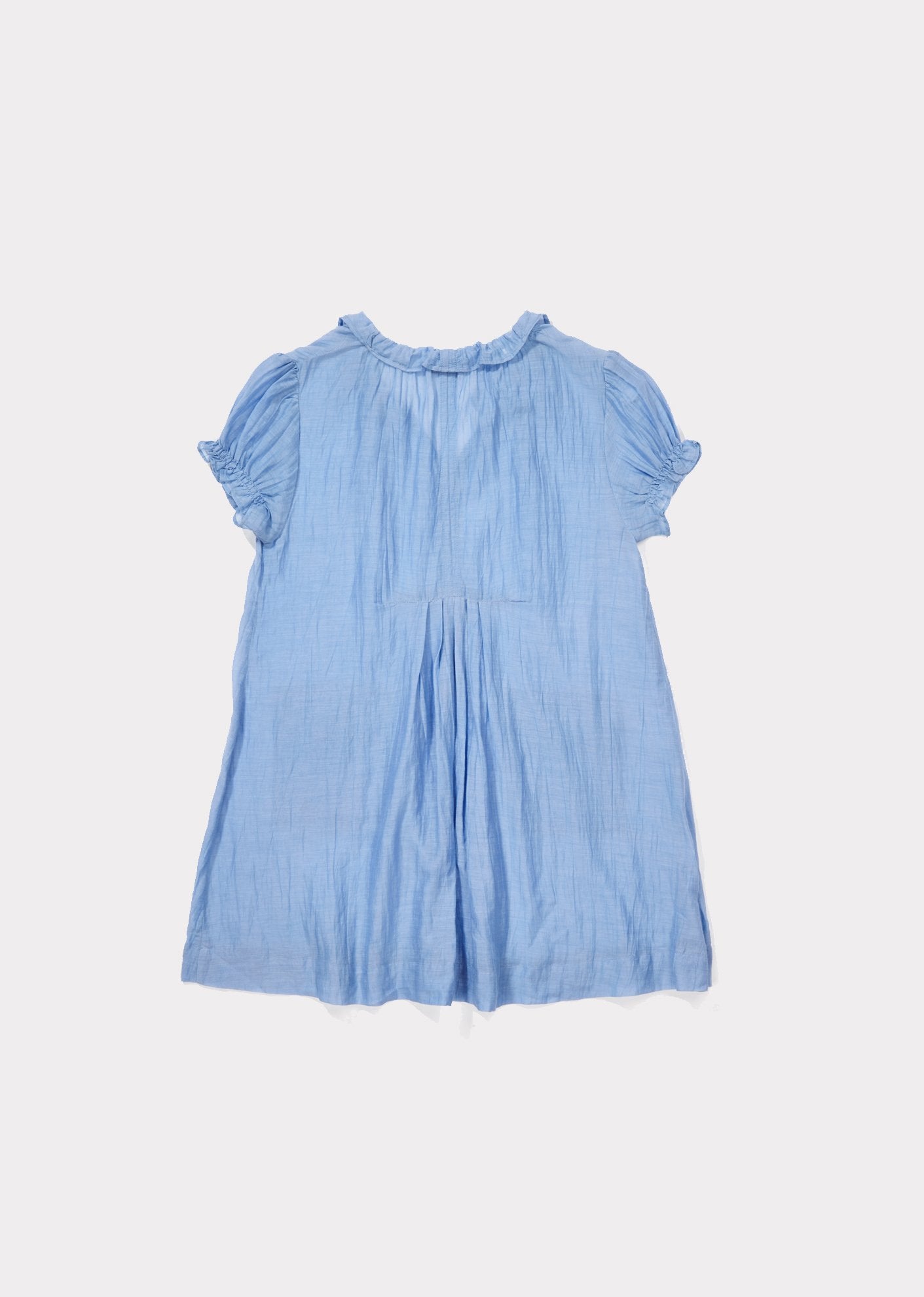 Girls Azure Blue Cotton Woven Dress
