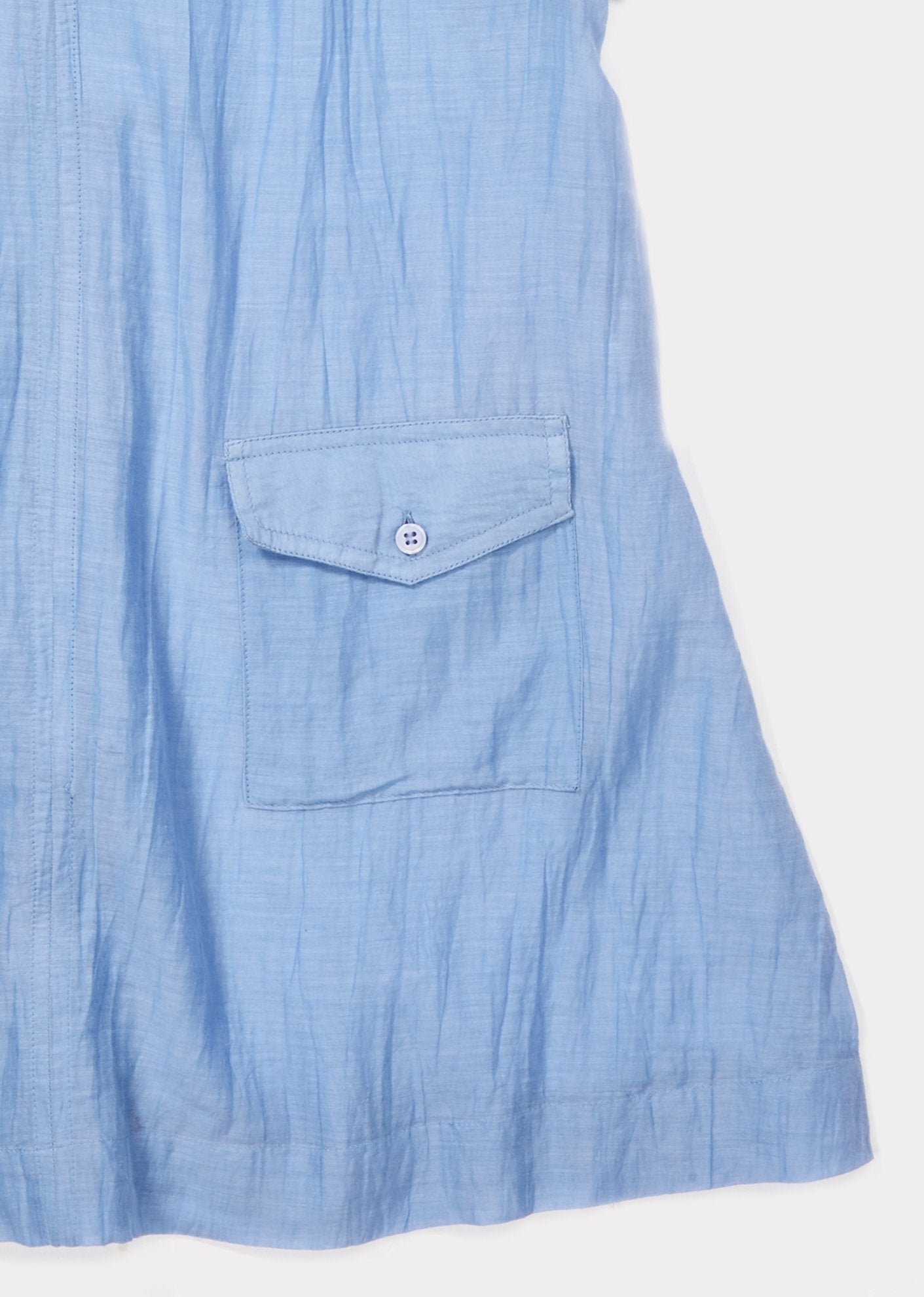Girls Azure Blue Cotton Woven Dress
