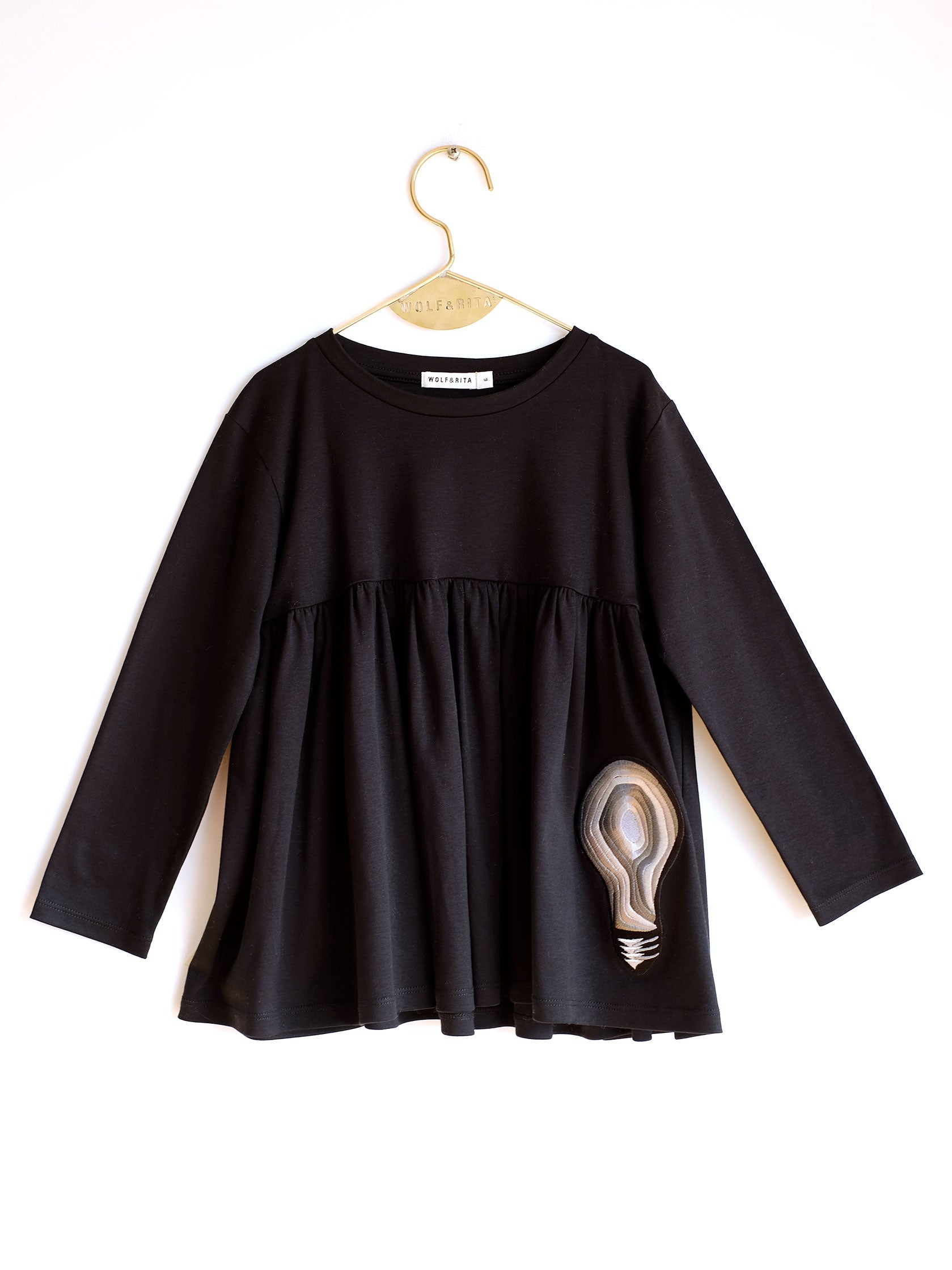Girls Black  鈥淩OSA鈥? Cotton   Top
