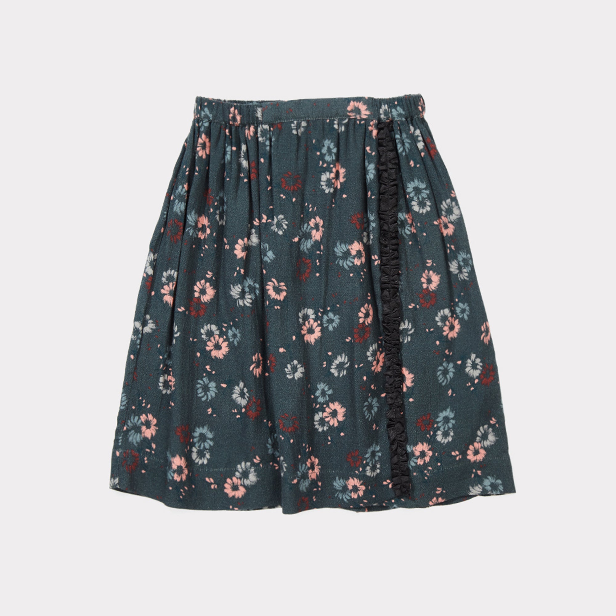 Girls Dark Teal Painted Flower Skirt