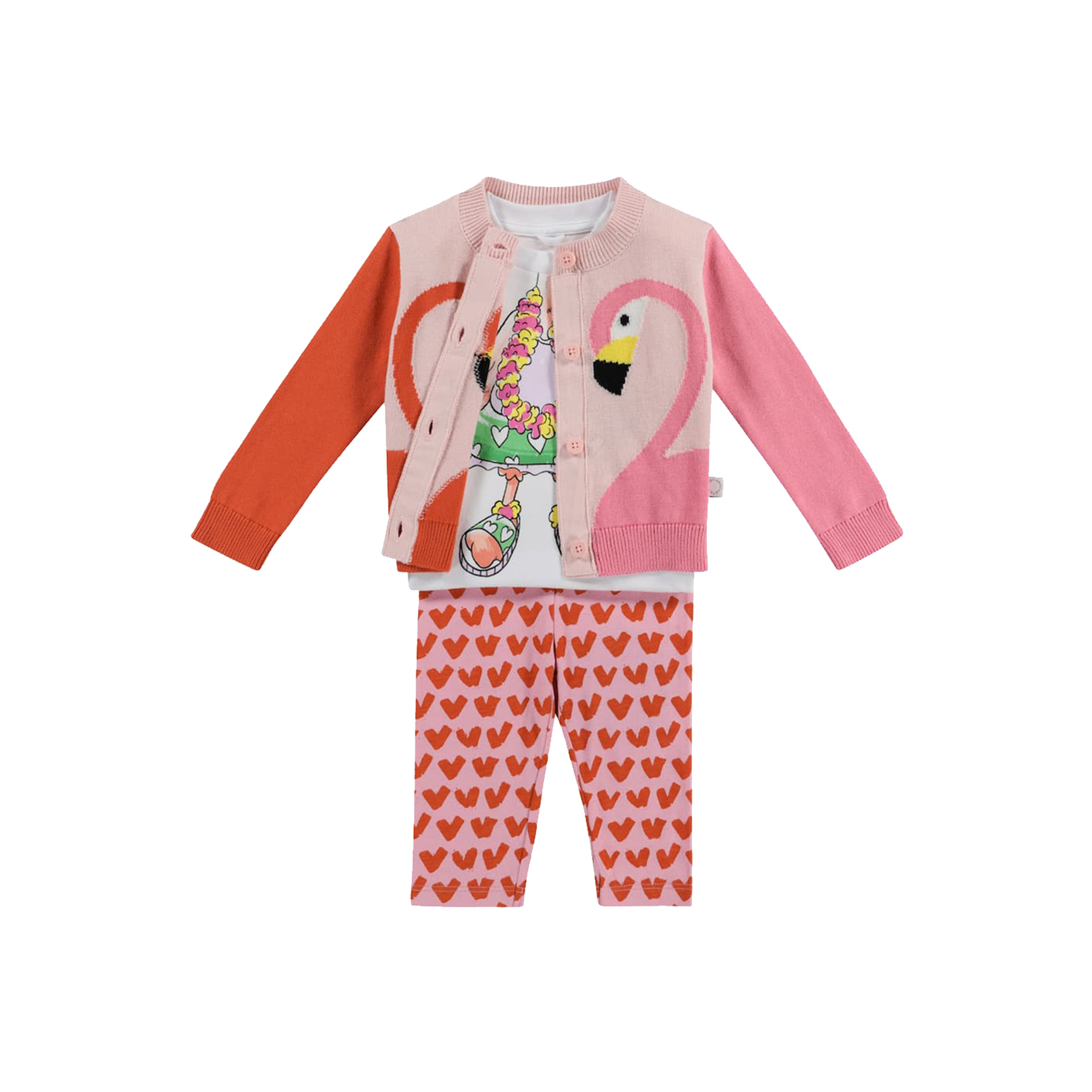 Baby Girls Pink Heart Cotton Leggings