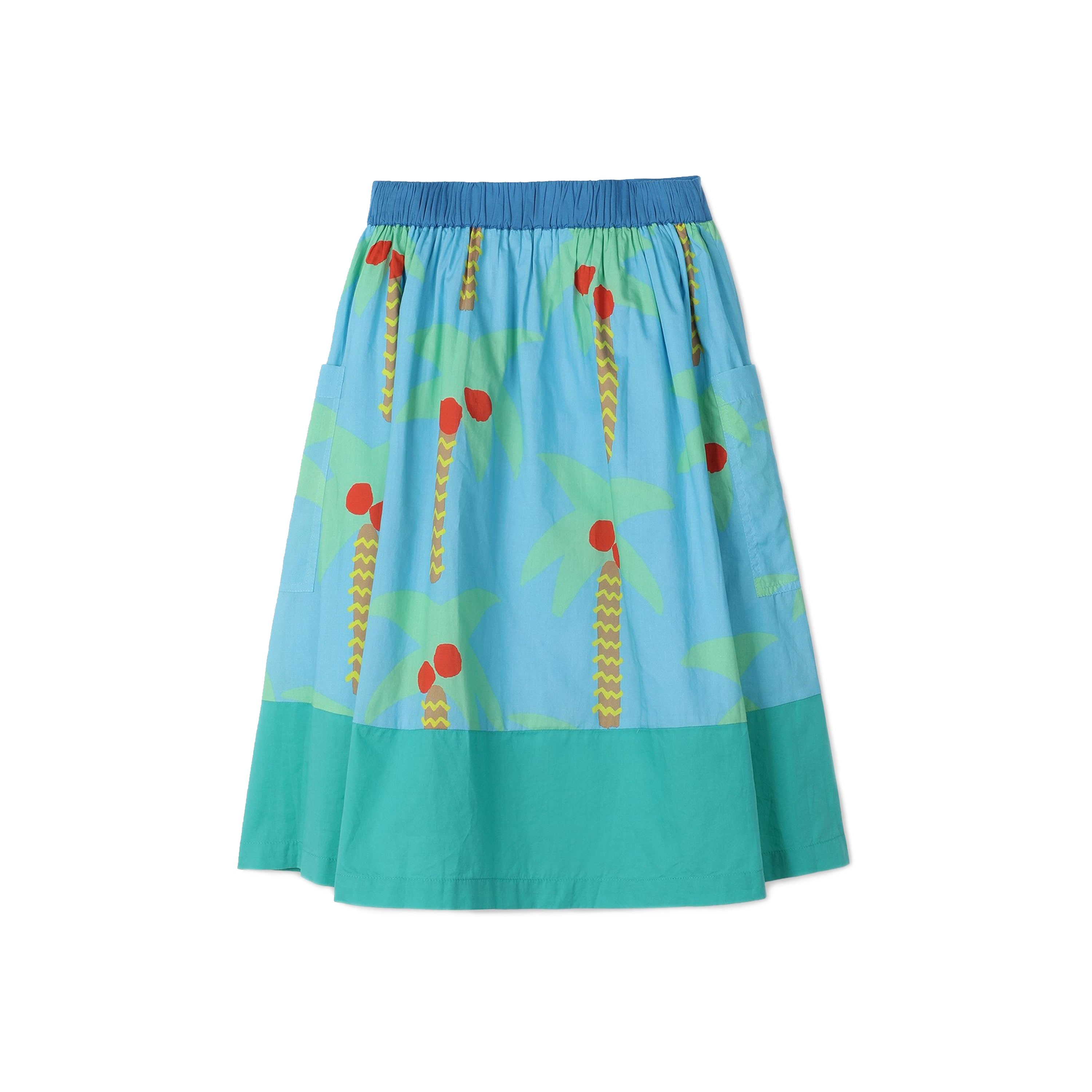 Girls Blue Palm Trees Cotton Skirt