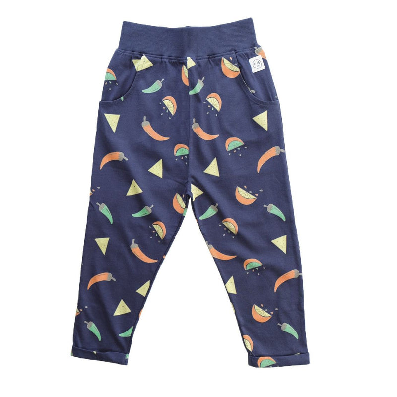 Girls Navy Blue Spicy Nacho Printed Cotton Trousers - CÉMAROSE | Children's Fashion Store