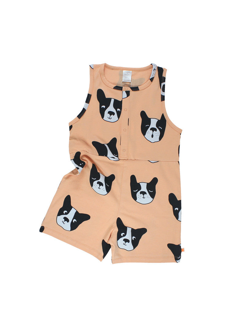 Girls Orange Dog Printed Romper