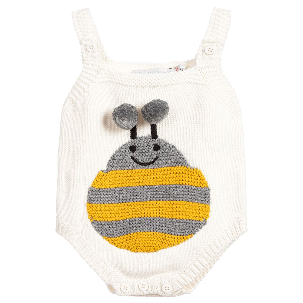 Baby White Cotton Bunny Jumpsuit