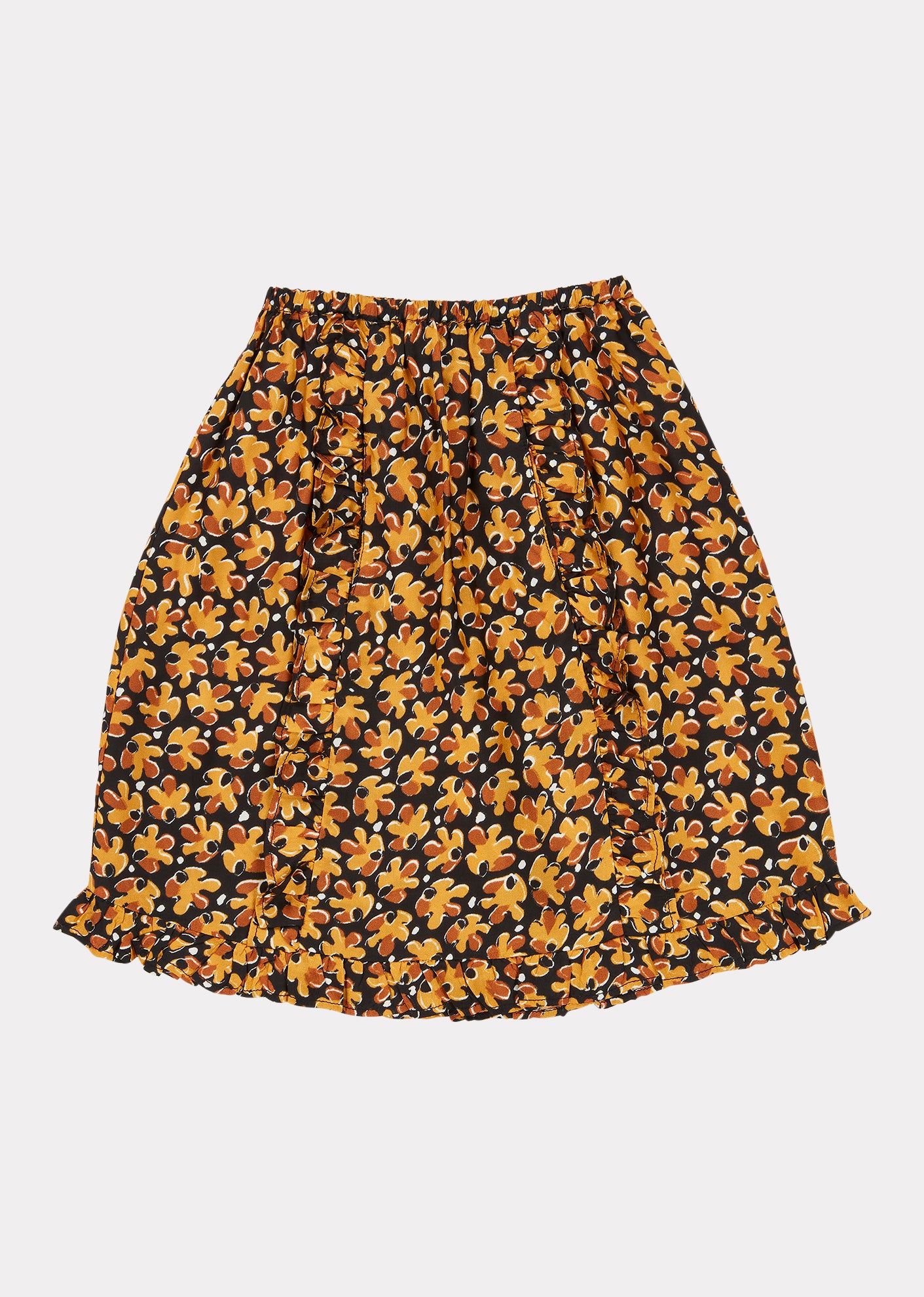 Girls Black Leaf Print Stork Skirt