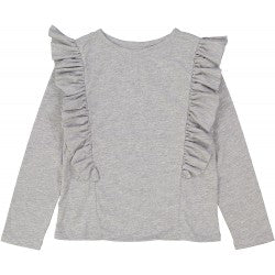 Girls Marled Grey Cotton T-shirt