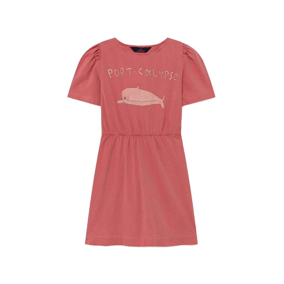 Robe en coton rouge dauphin pour fille
