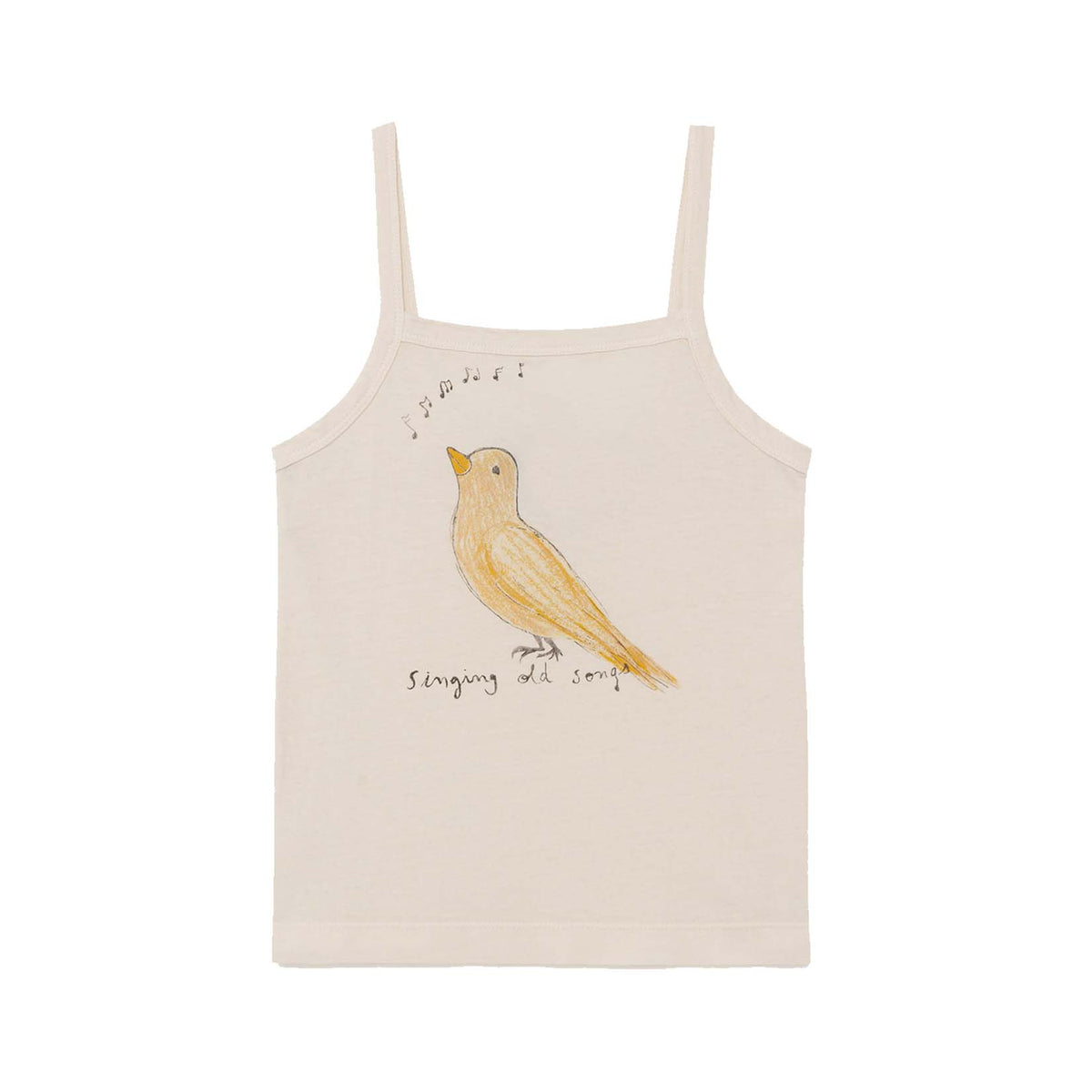 Girls White Bird Cotton Tank Top