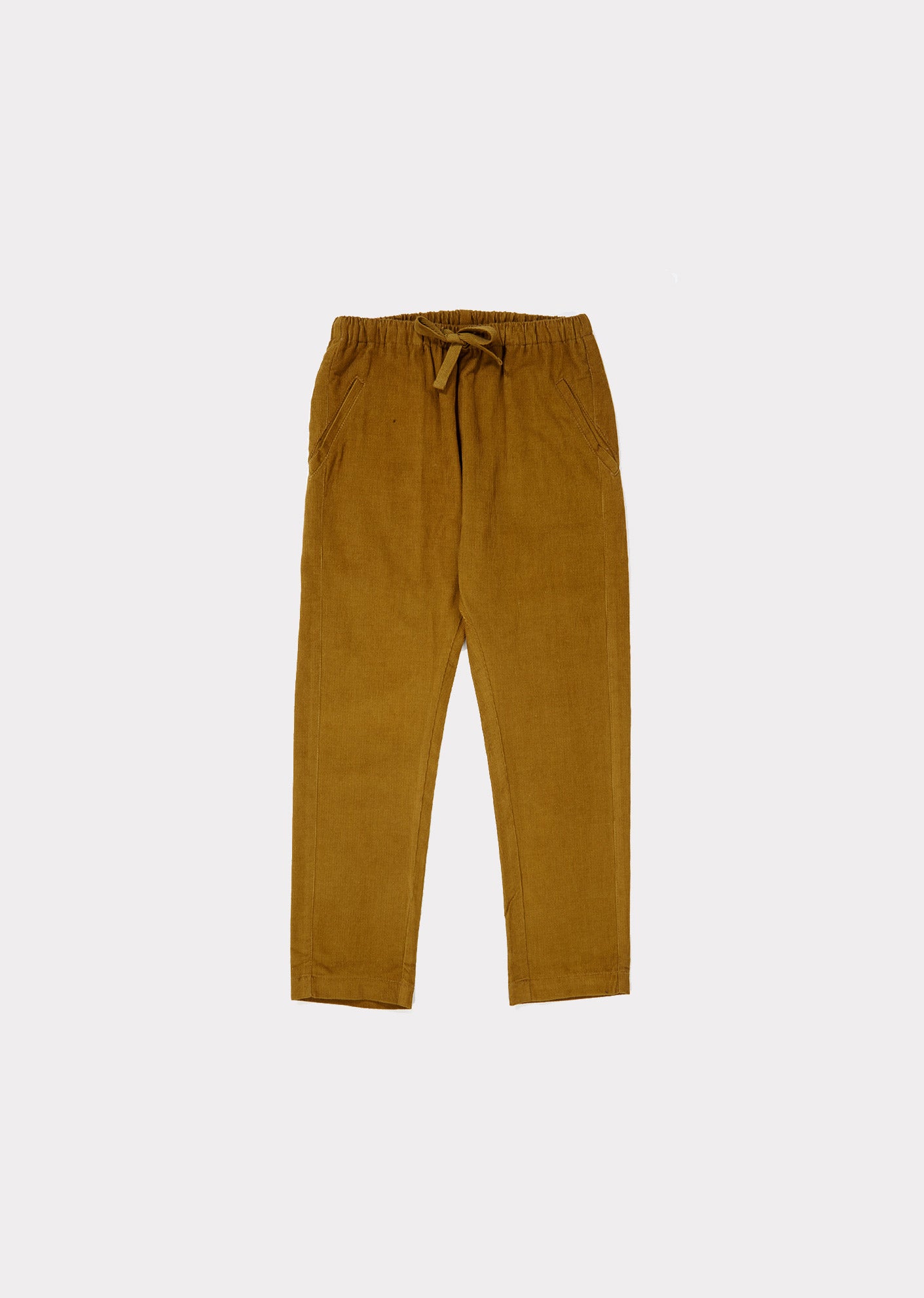 Girls Yellow Brown Cotton Trousers