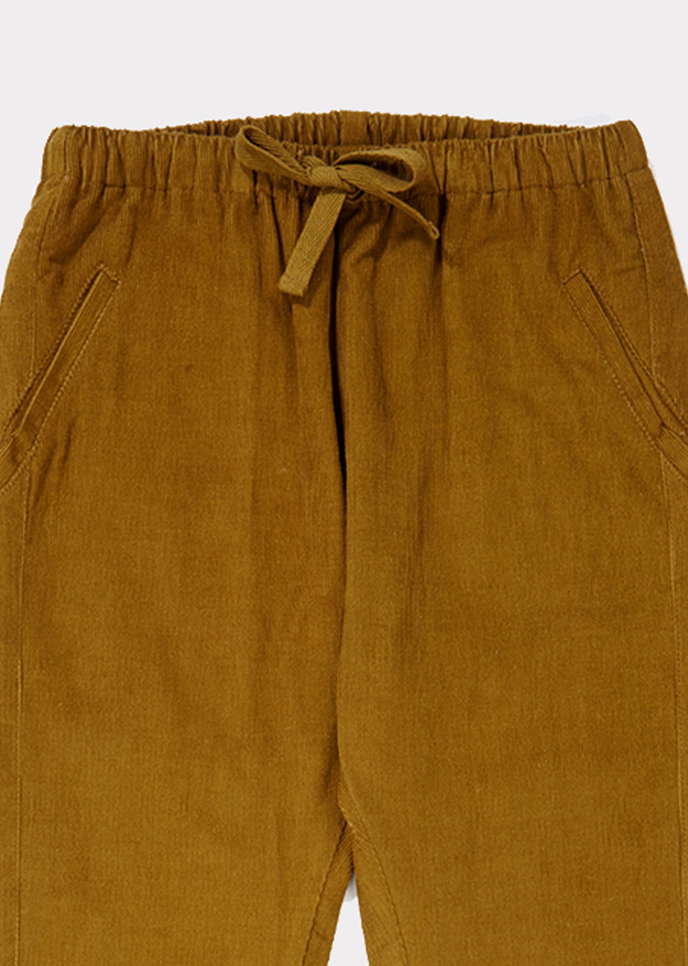 Girls Yellow Brown Cotton Trousers