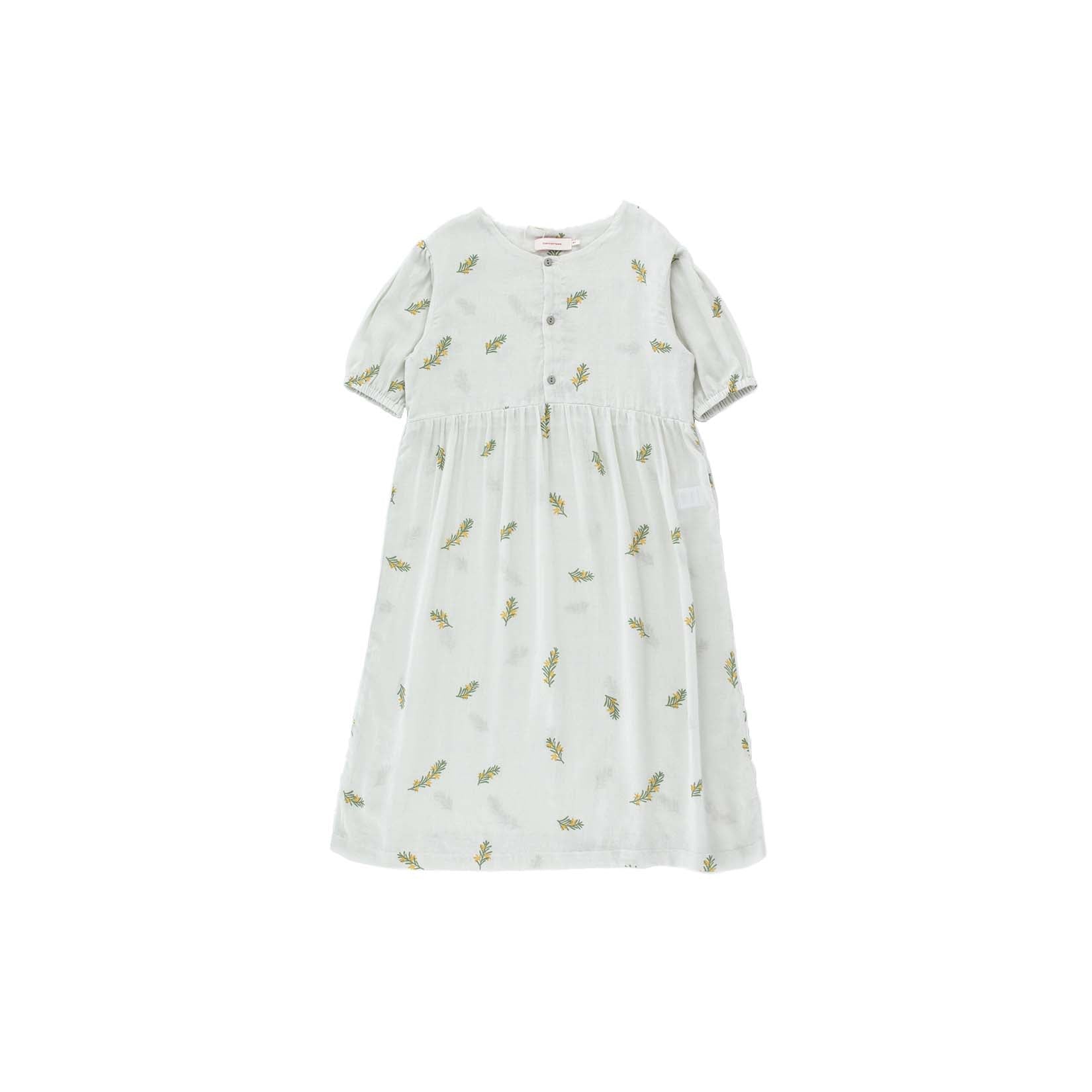 Girls Light Blue Grey Printing Cotton Dress