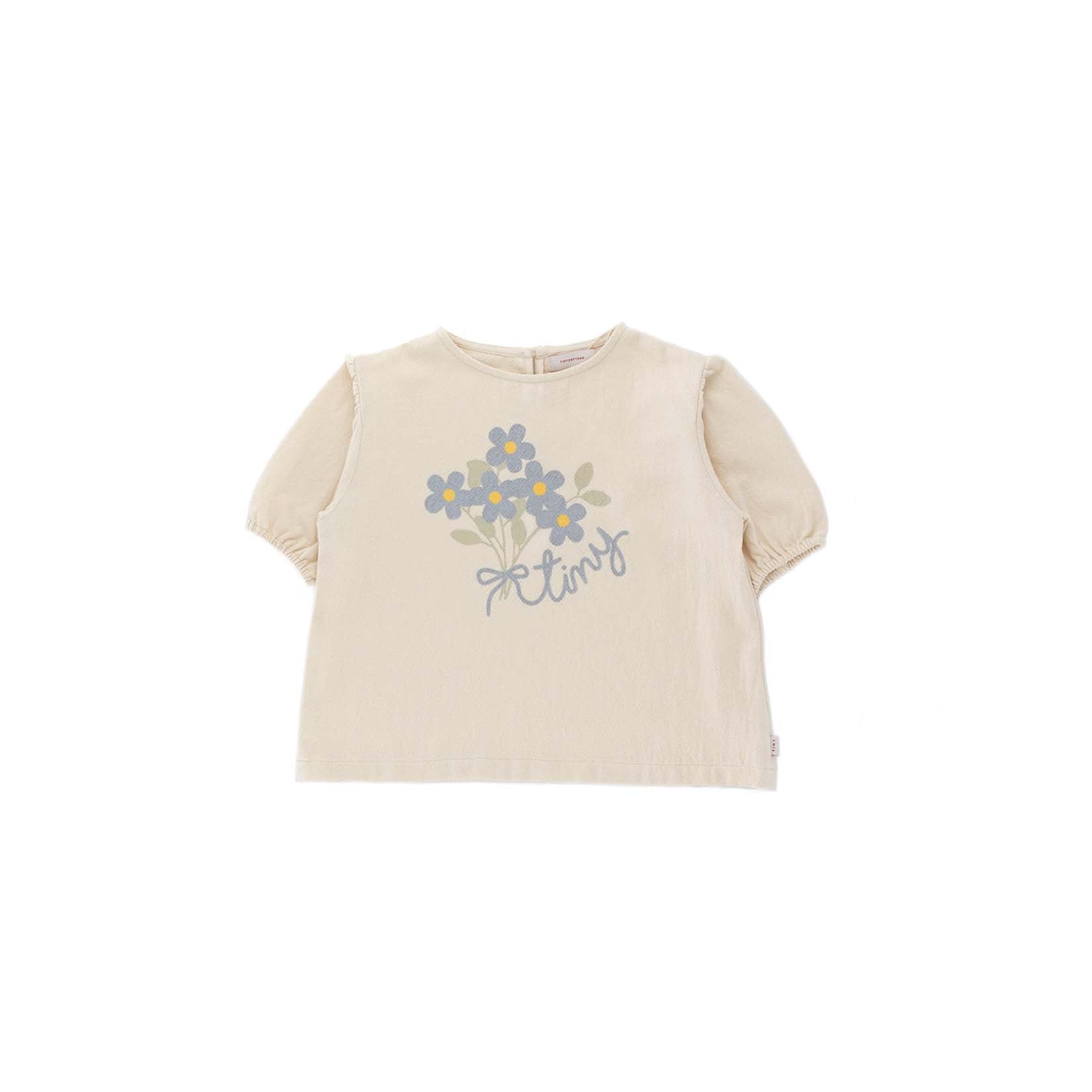 Girls Cream Flowers Cotton T-Shirt