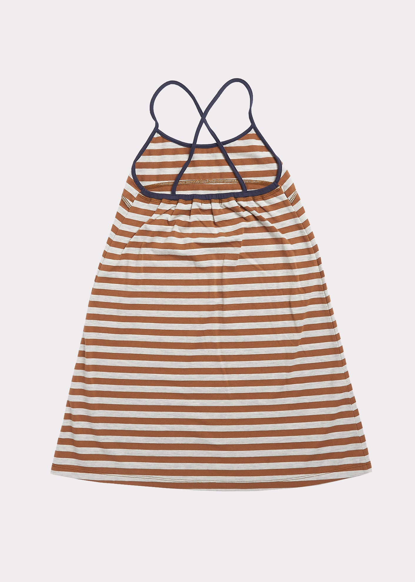 Girls Brown Stripe Cotton Dress