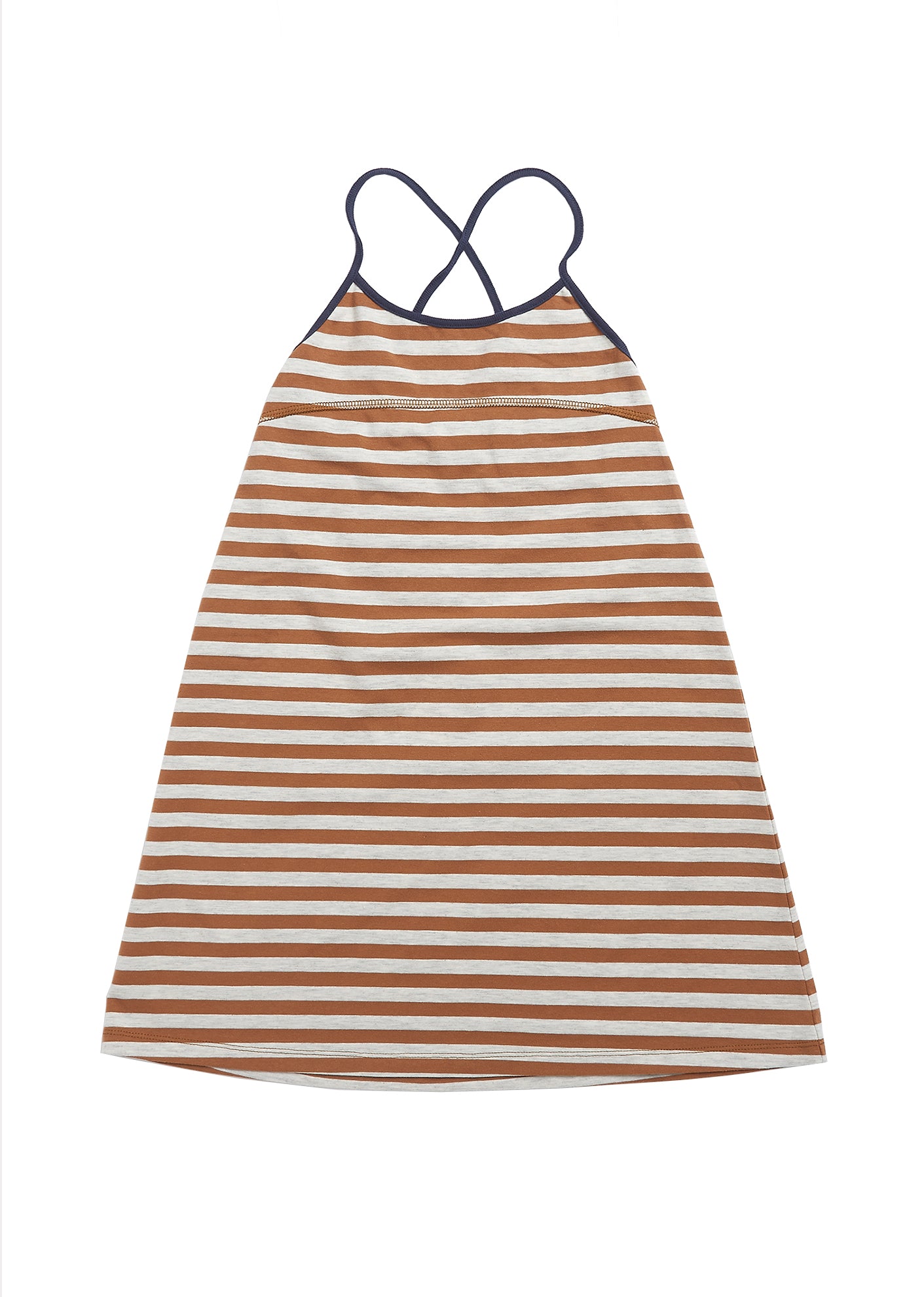 Girls Brown Stripe Cotton Dress