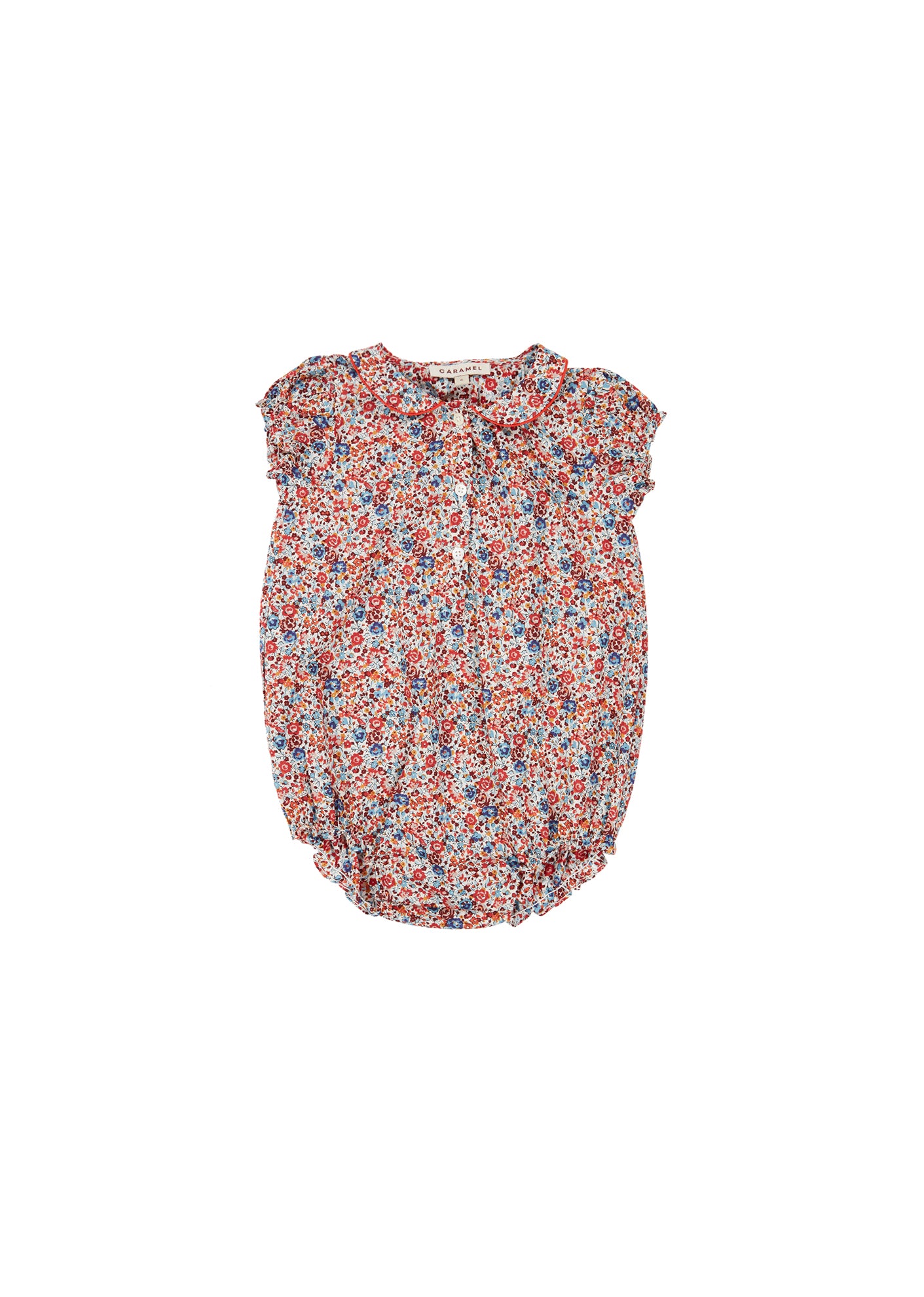 Baby Girls Red Flowers Cotton Jumpsuit