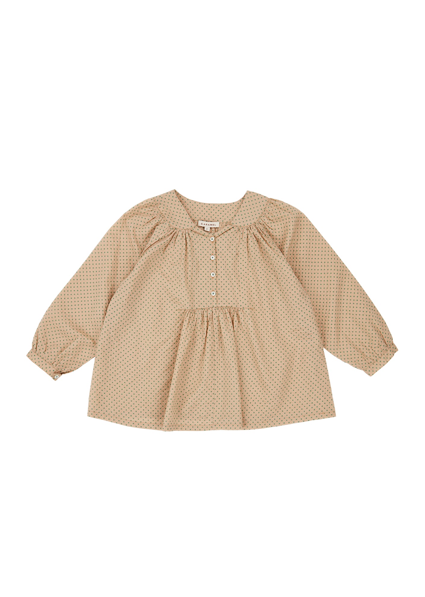 Girls Green Dots Cotton Top