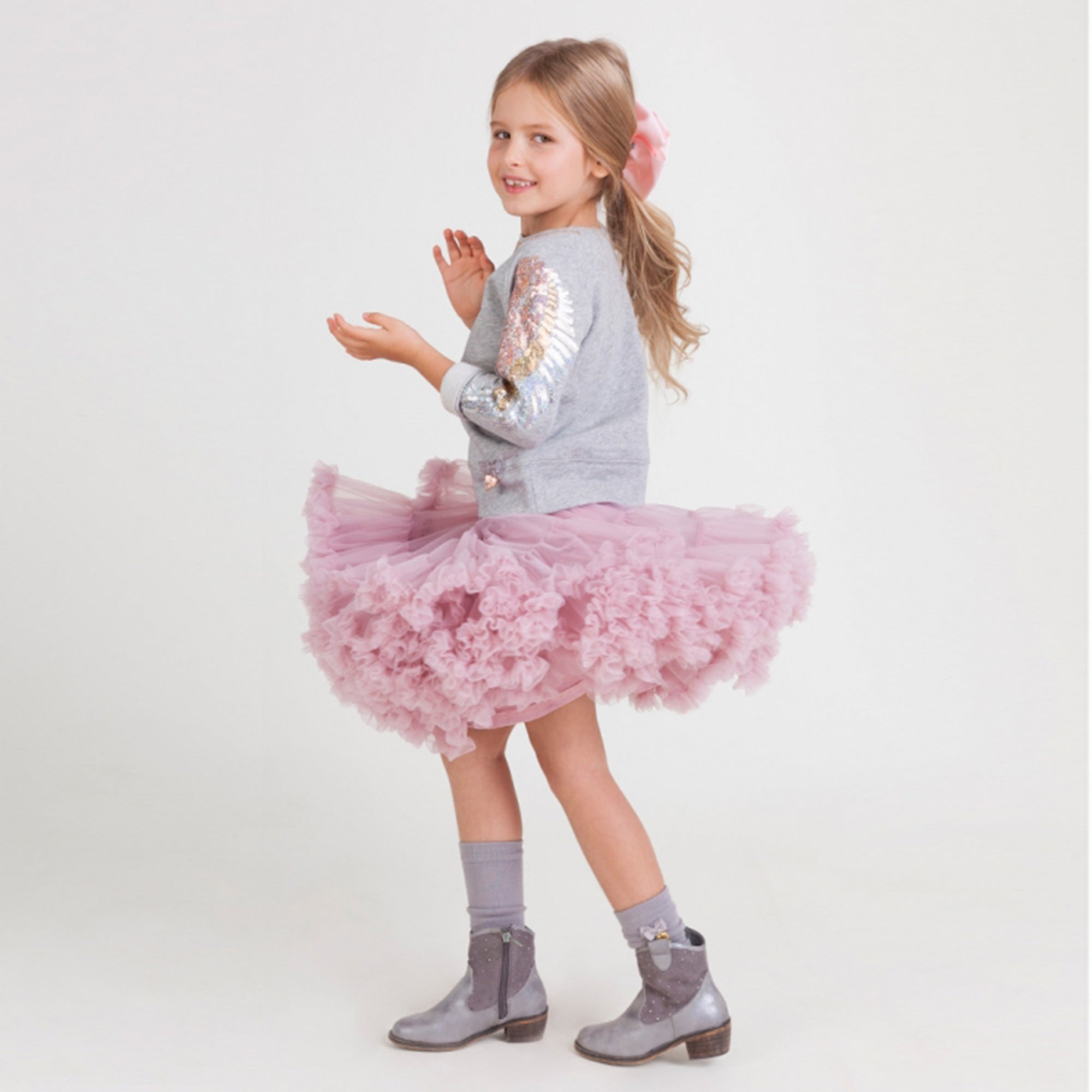 Girls Vintage Pink Nylon Knitted Skirt