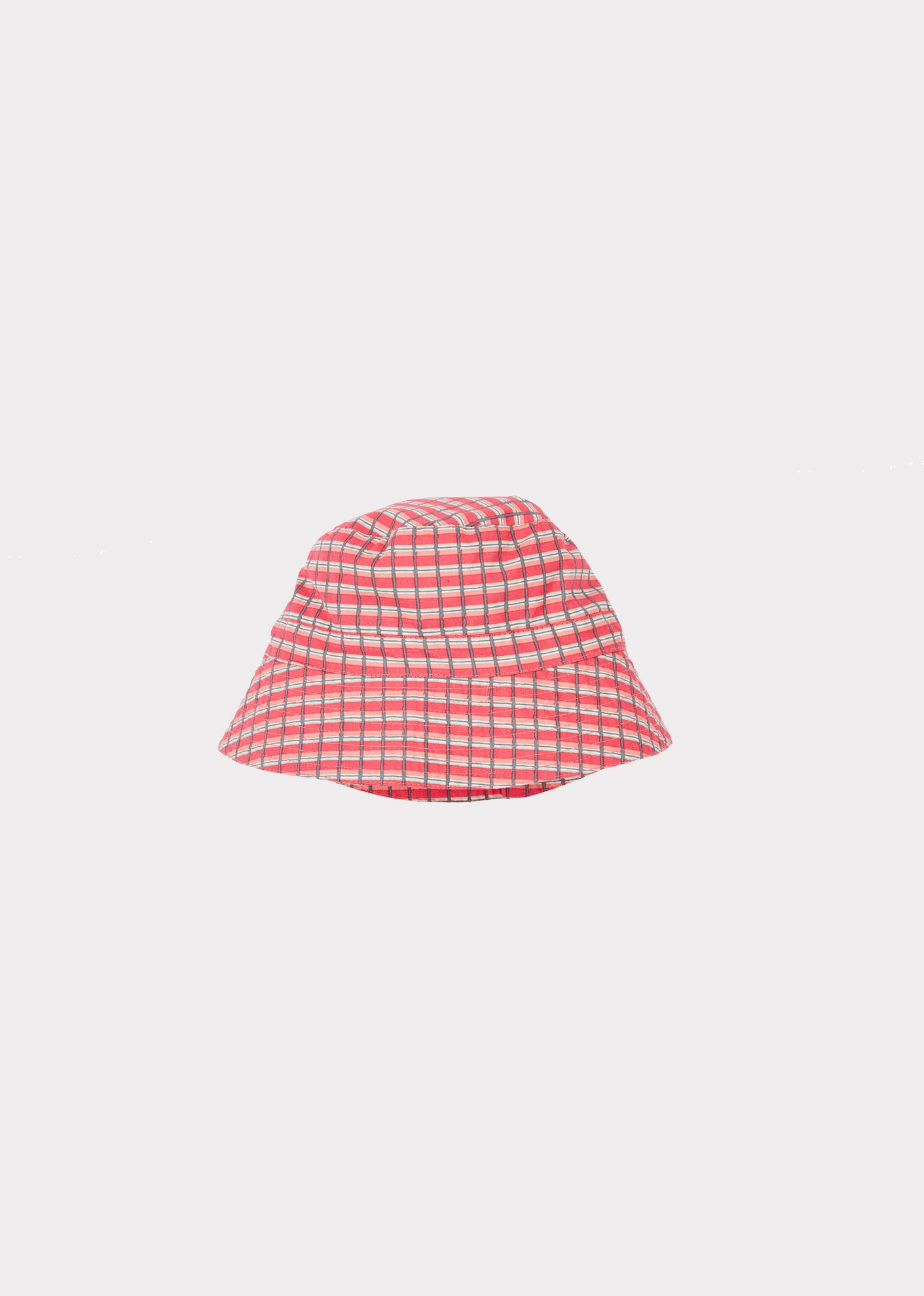 Baby Girls Red Painted Check Cotton Hat