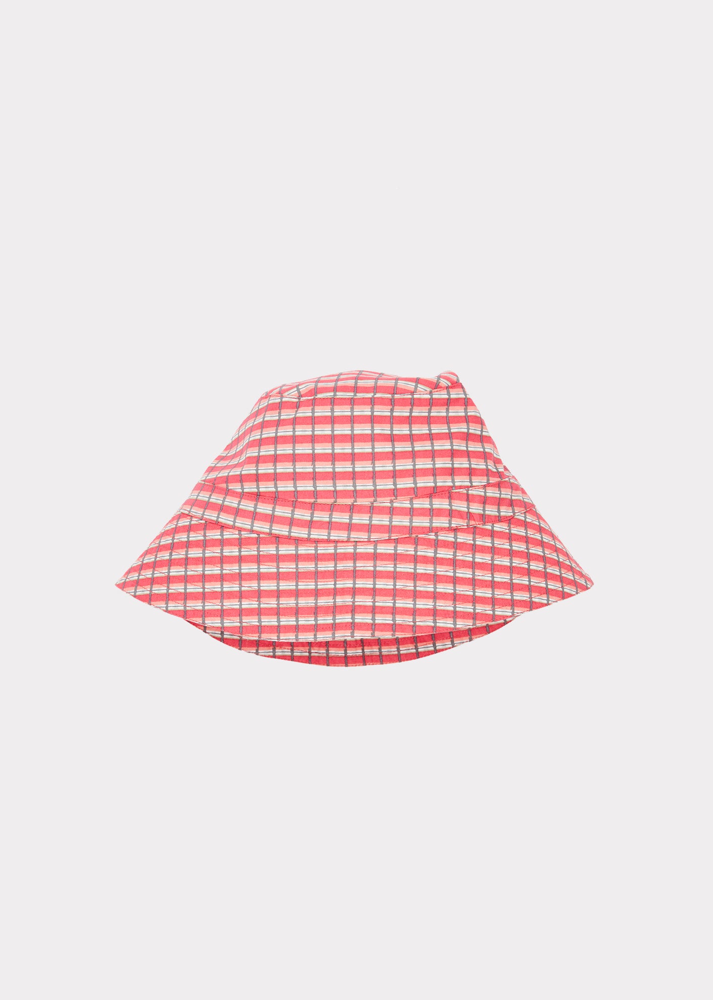 Girls Red Check Cotton Hat