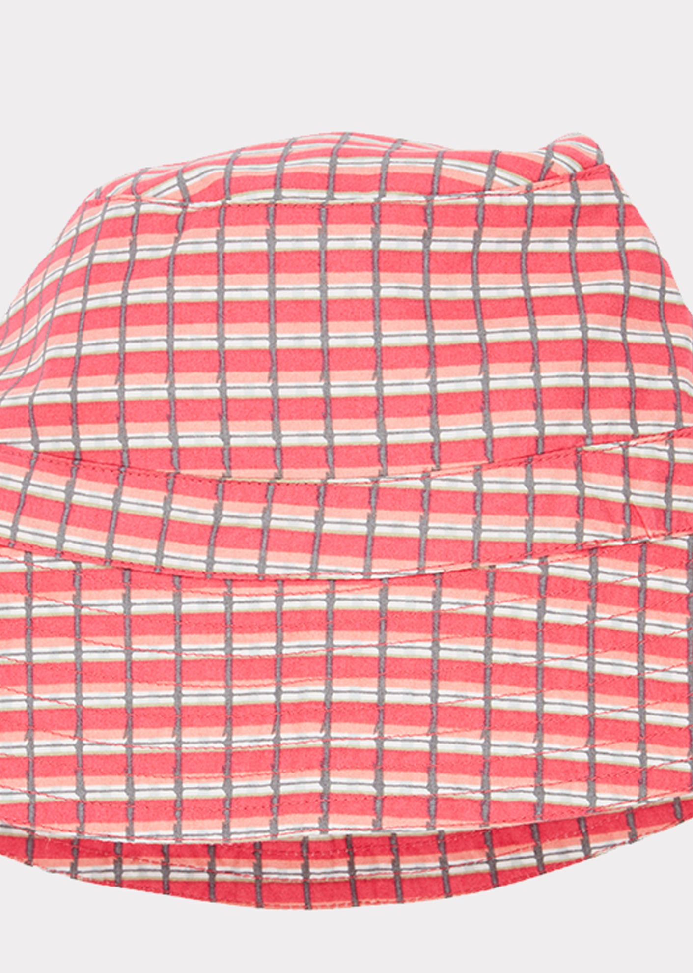 Girls Red Check Cotton Hat