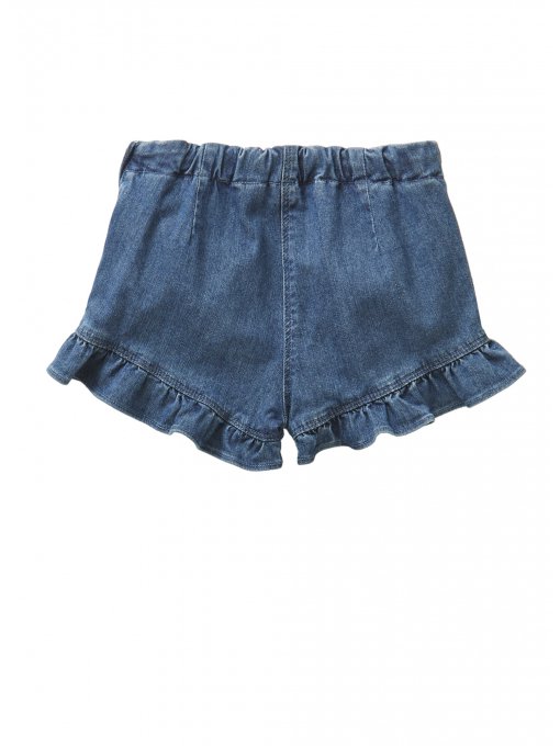 Girls Denim Blue Cotton Shorts