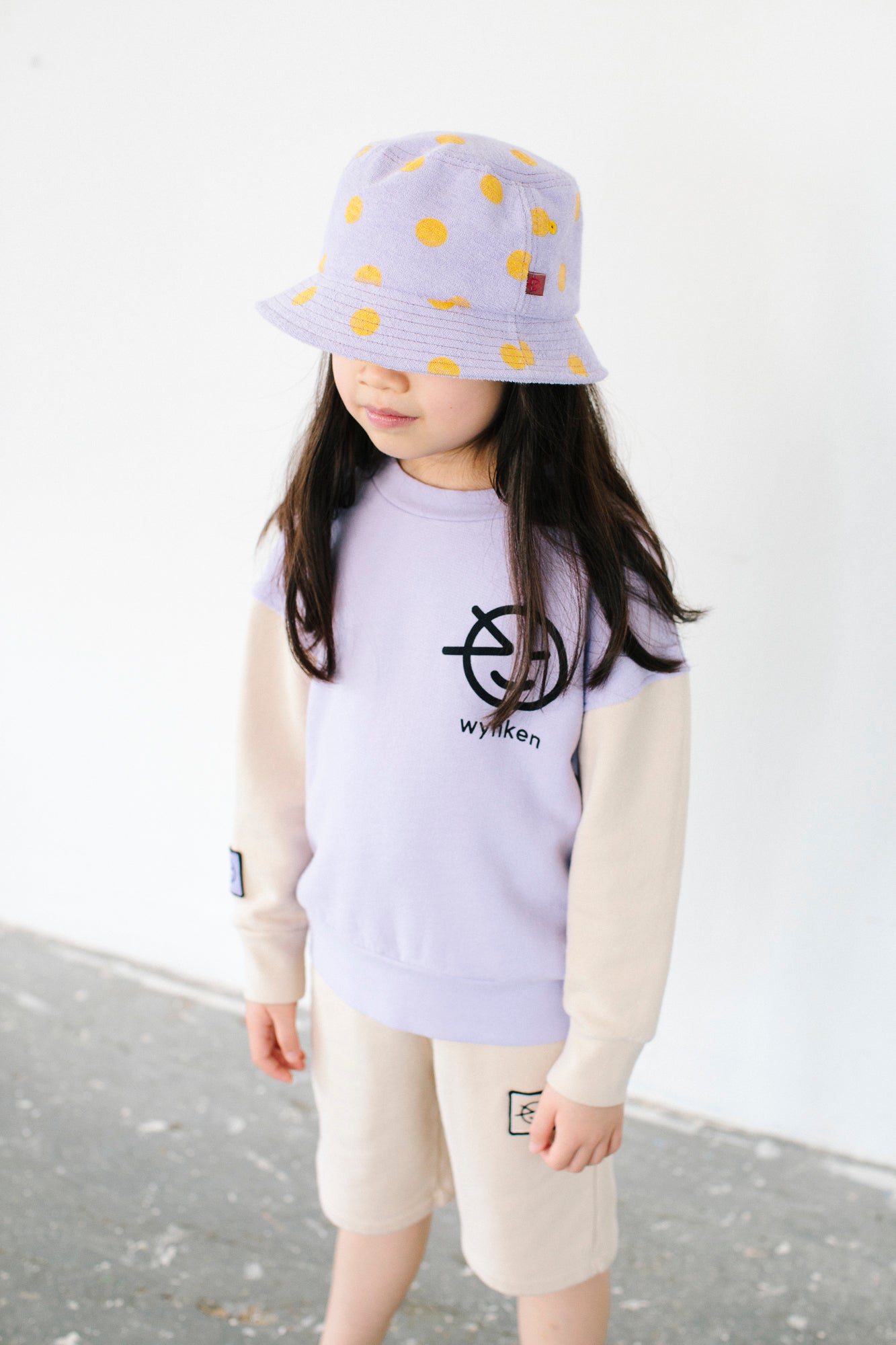 Girls Lilac Dots Cotton Hat
