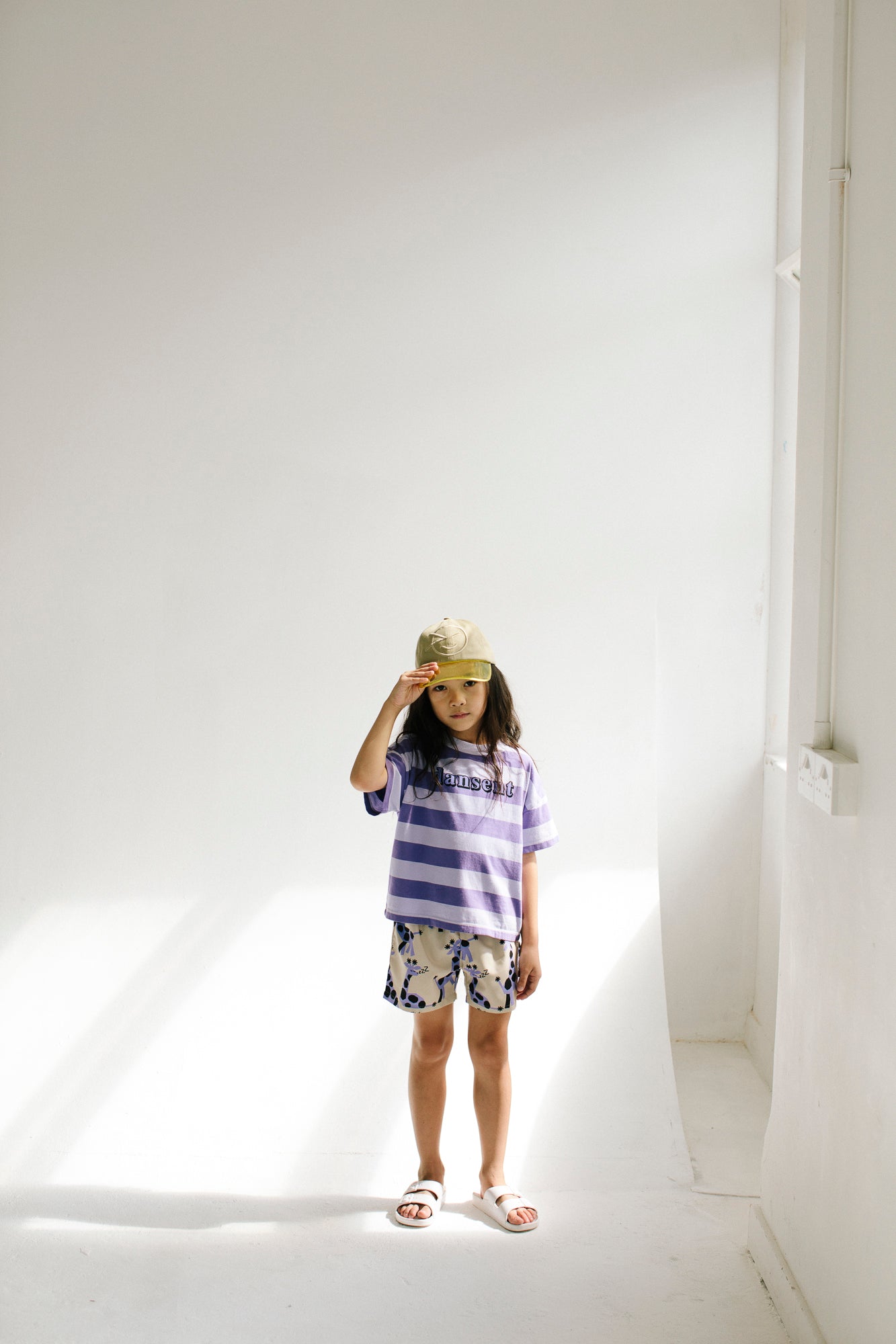 Girls Purple Stripes Cotton T-Shirt