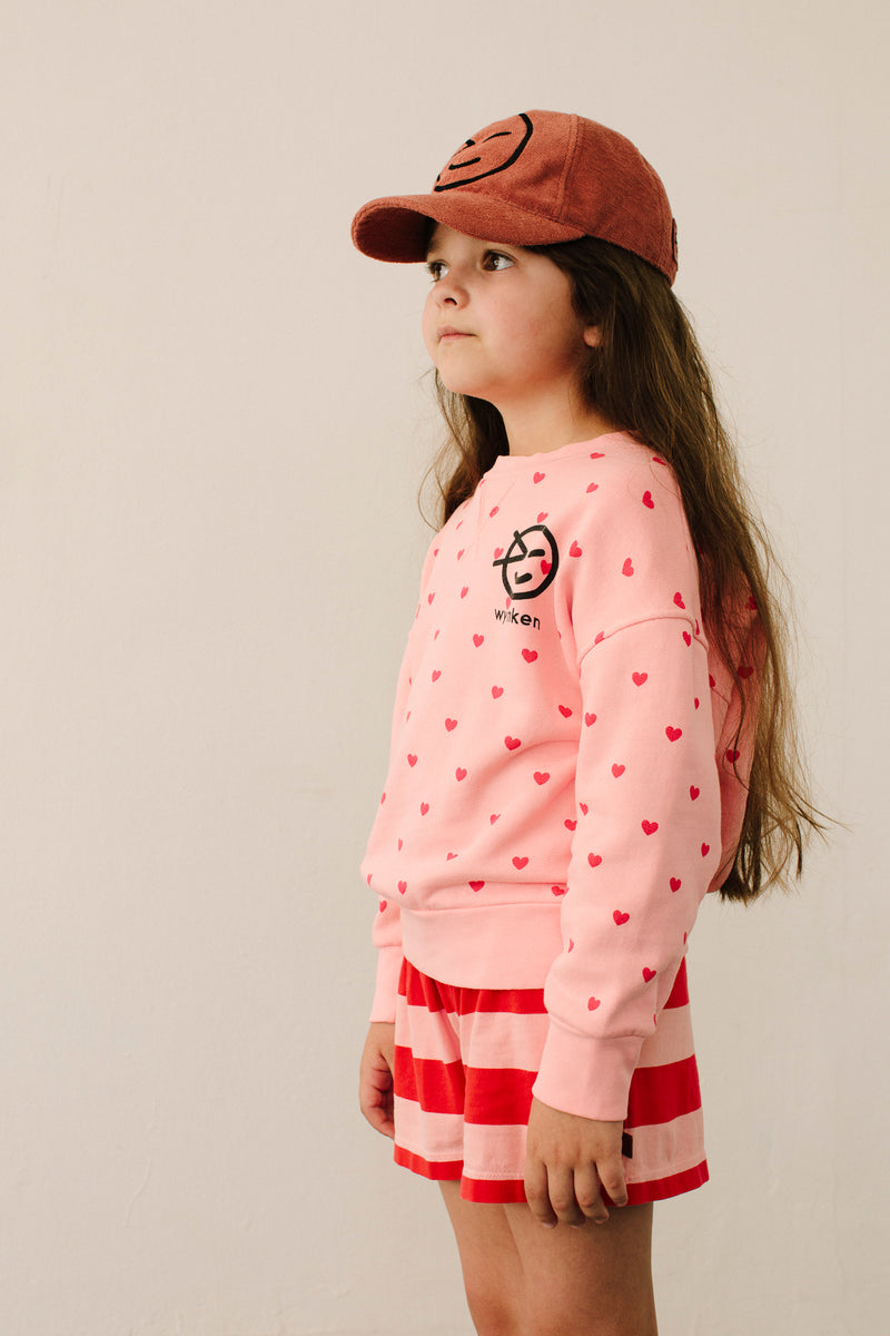 Girls Pink Heart Cotton Sweatshirt