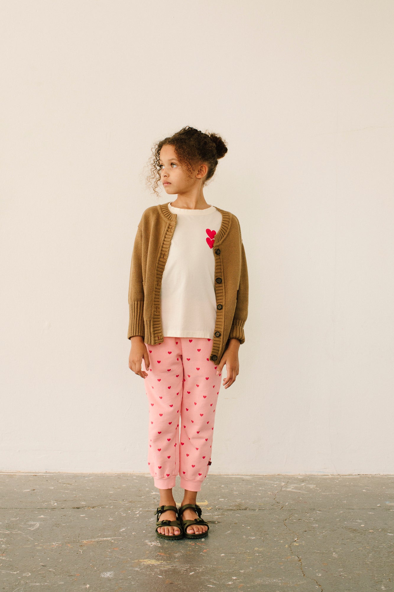 Girls White Heart Cotton T-Shirt