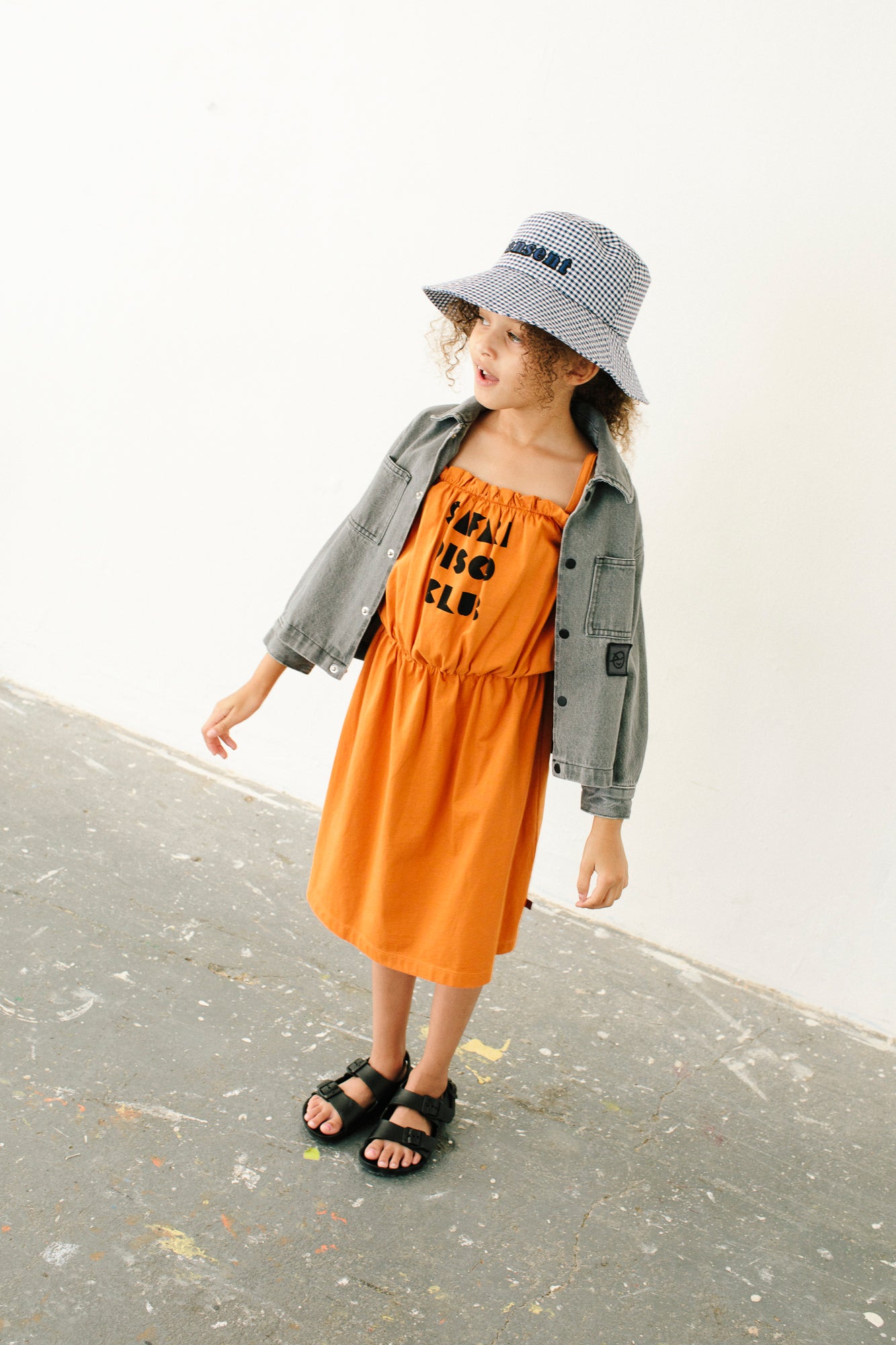 Girls Orange Logo Cotton Dress