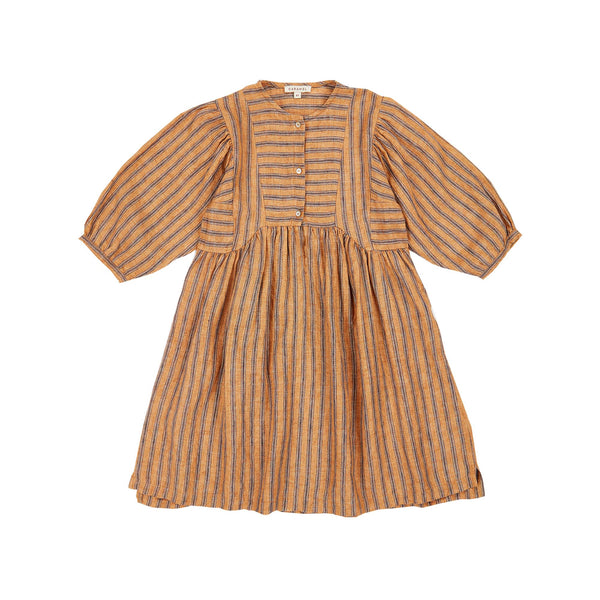 Girls Mustard Stripes Cotton Dress