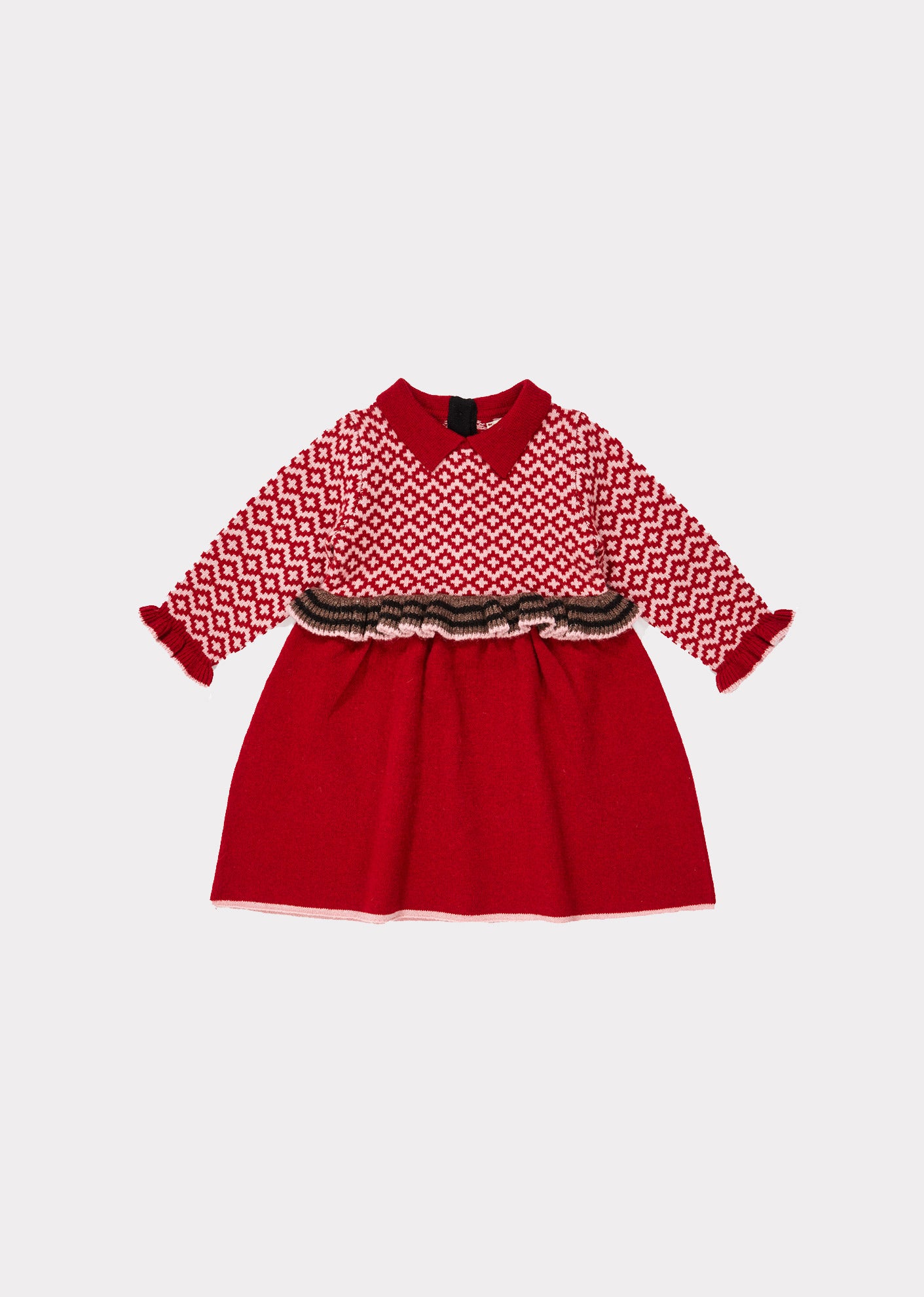 Baby Girls Red Waist Wool Dress