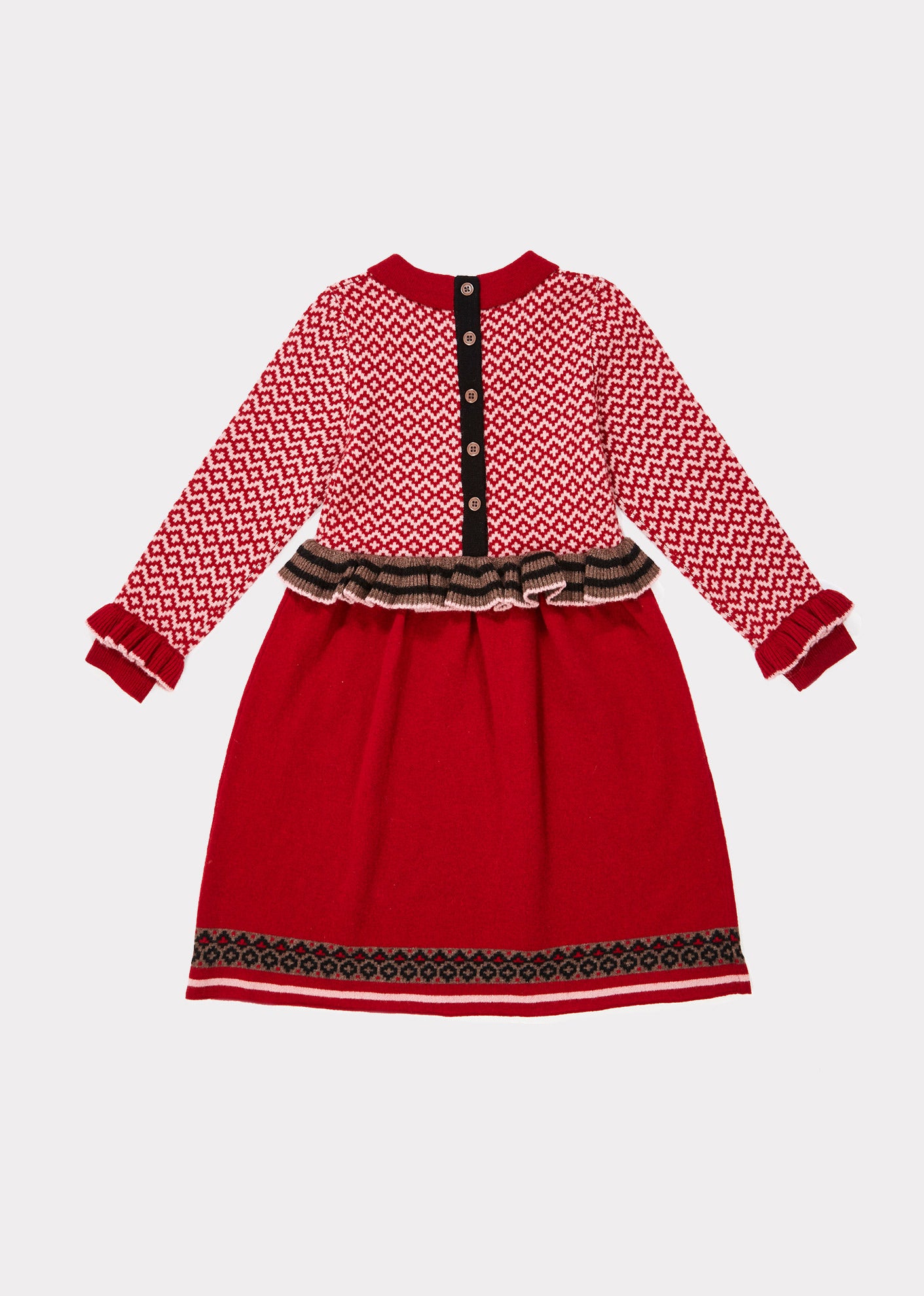 Girls Red Waist Wool Dress