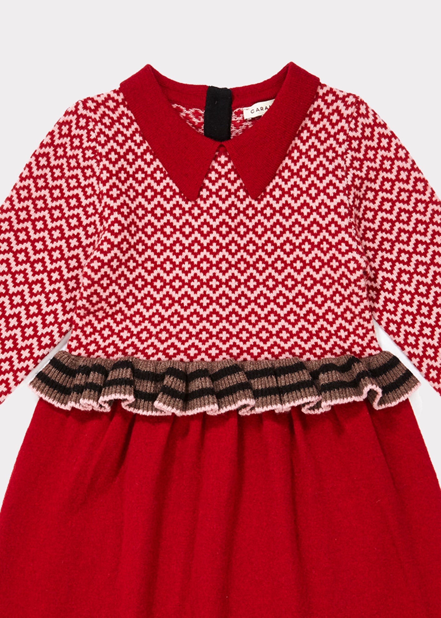 Girls Red Waist Wool Dress
