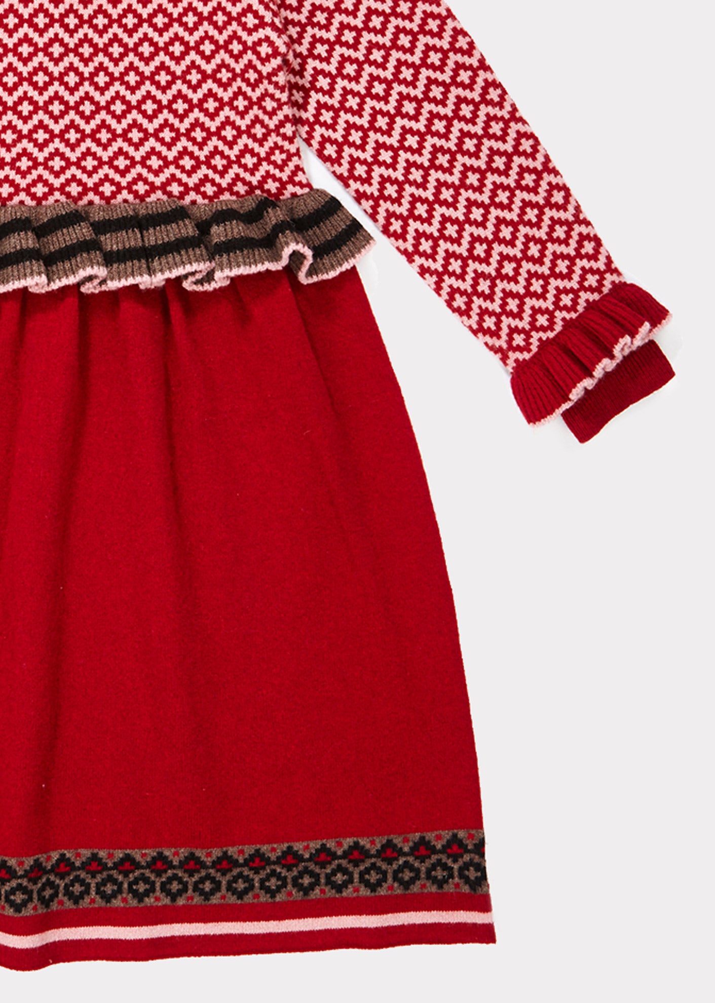 Girls Red Waist Wool Dress